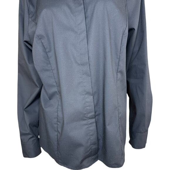 BEAUTIFUL by Lawrence Zarian Hidden Placket Poplin Shirt W/ Pearl Detail Black L - Picture 2 of 14